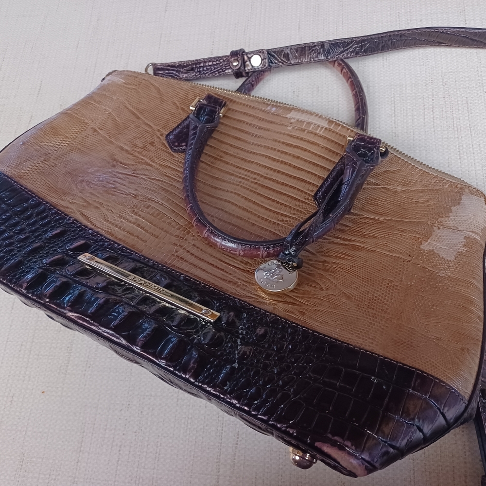 Brahmin Tan Crossbody Gator Bag Purse - Picture 6 of 13